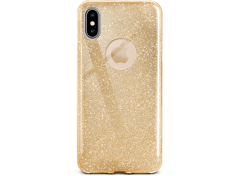 Backcover, Glitter X / Case, iPhone XS, Shine Apple, Gold - ONEFLOW iPhone