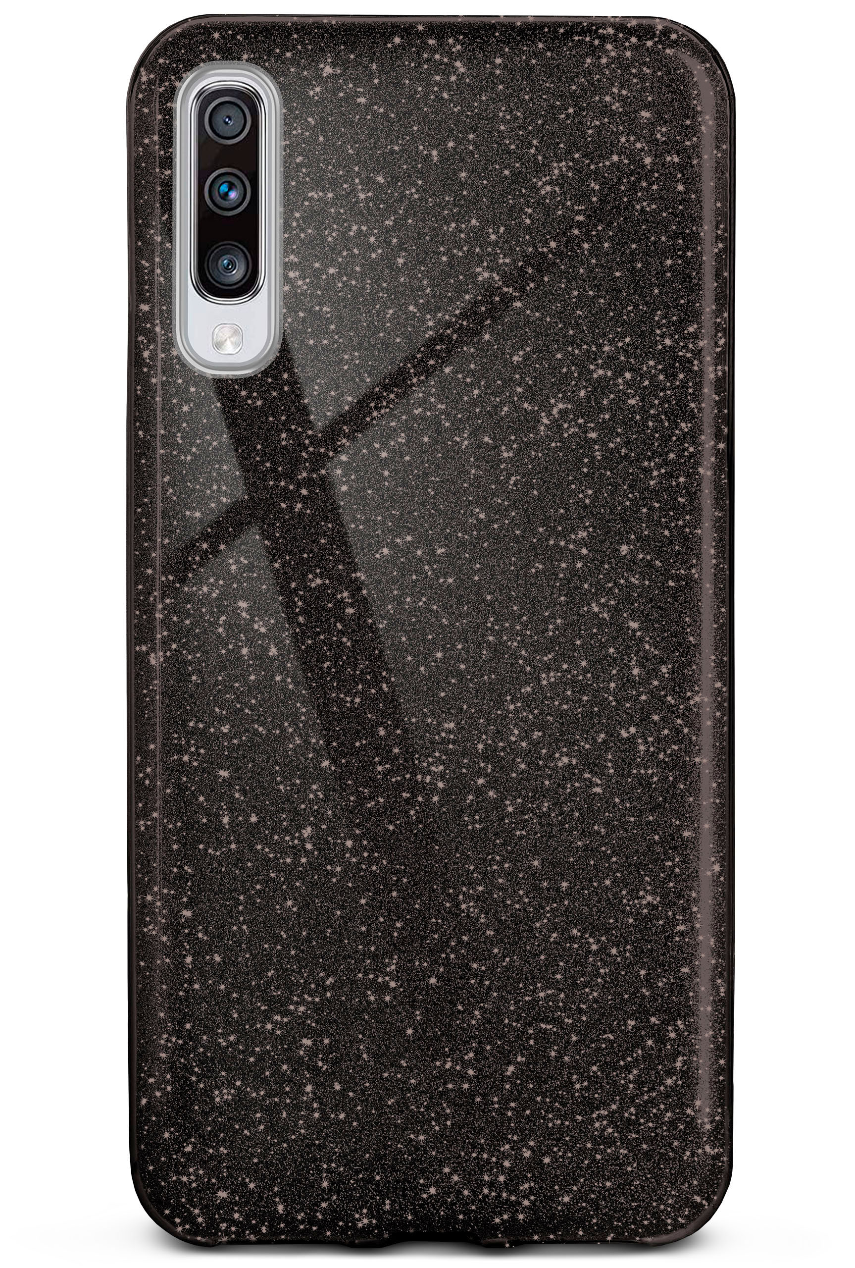 ONEFLOW Glitter Case, Backcover, A70, - Black Galaxy Samsung, Glamour