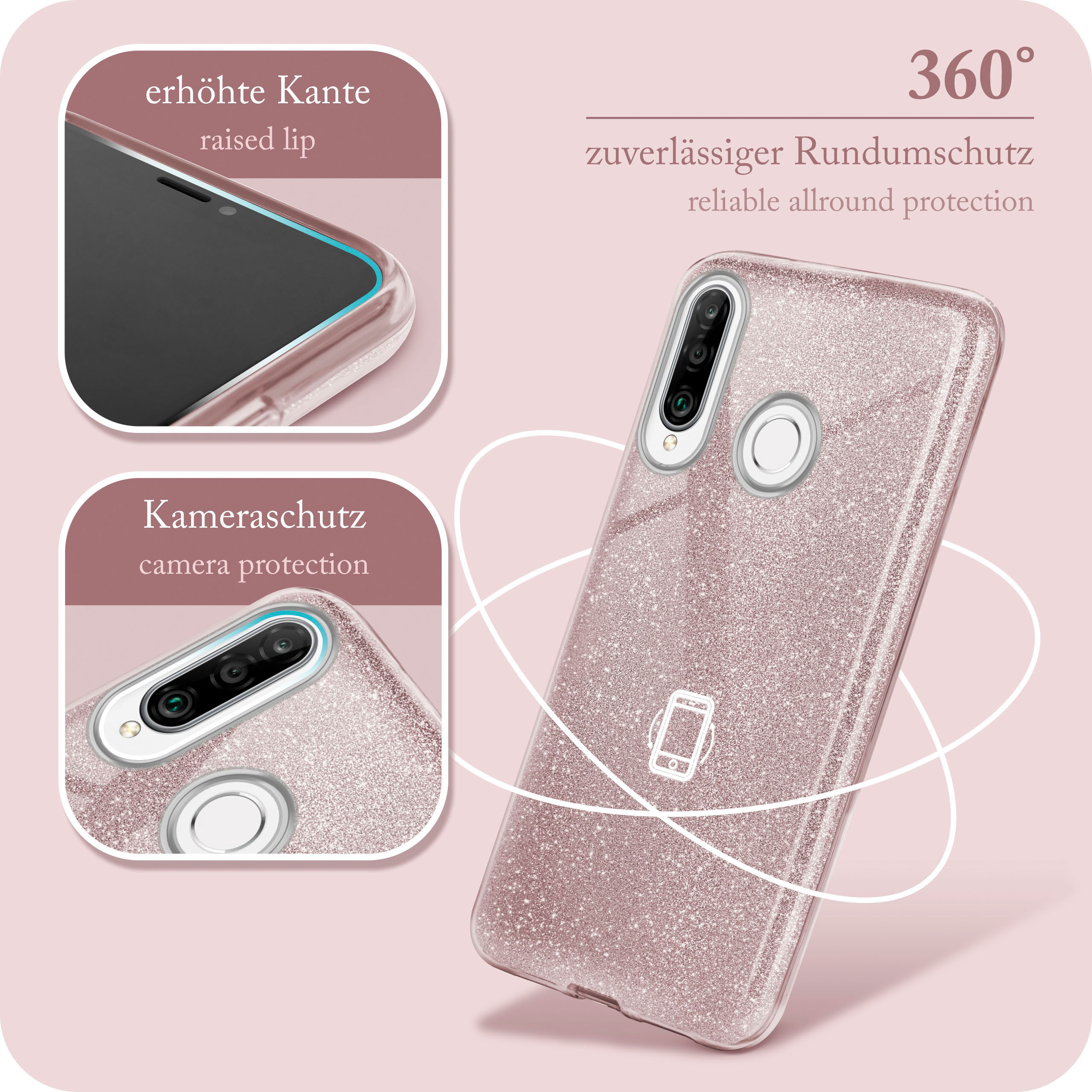 ONEFLOW Glitter Case, Backcover, Huawei, Rosé P30 Lite/P30 Lite Gloss New, 