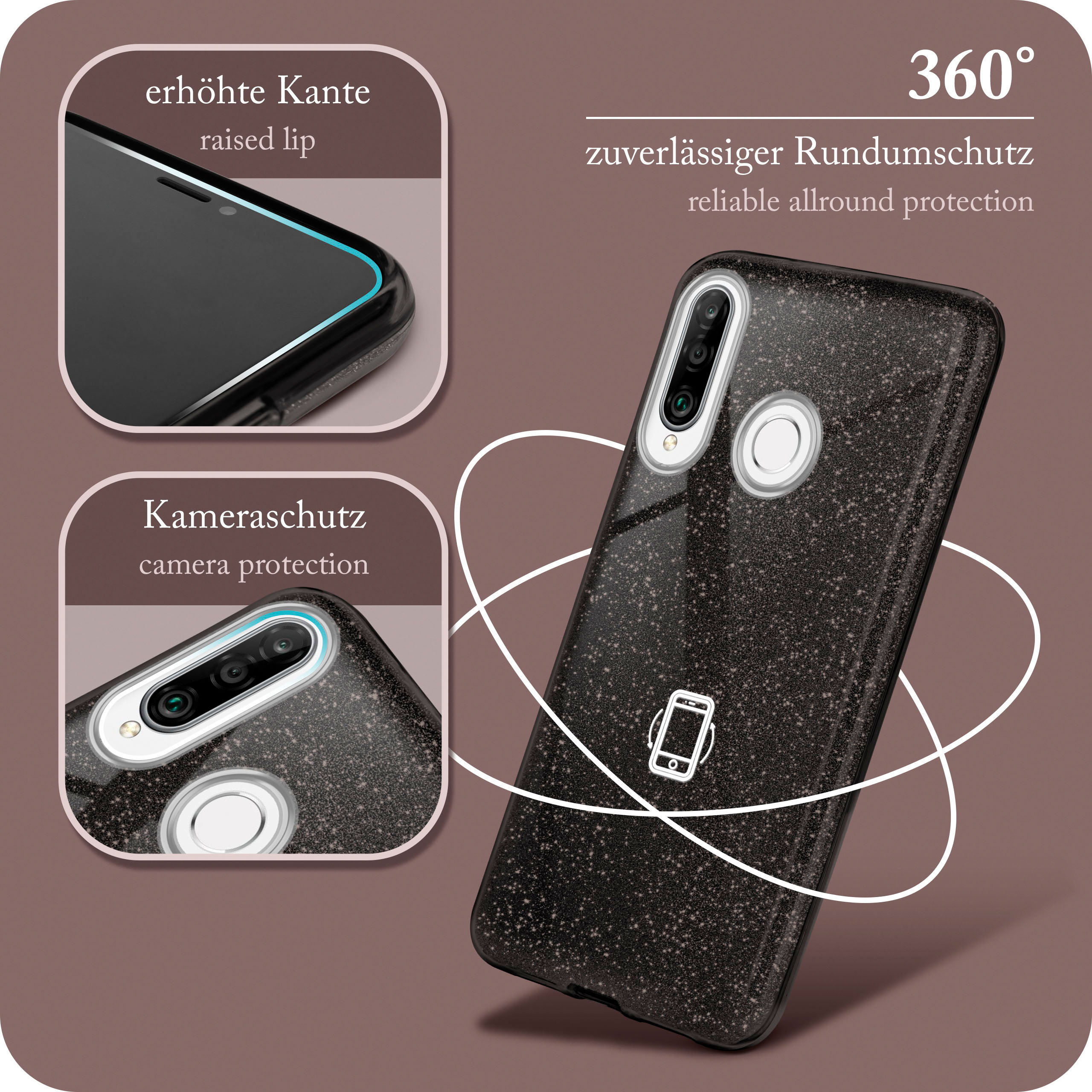 Backcover, P30 - Case, ONEFLOW Huawei, Black Glamour Lite New, Lite/P30 Glitter