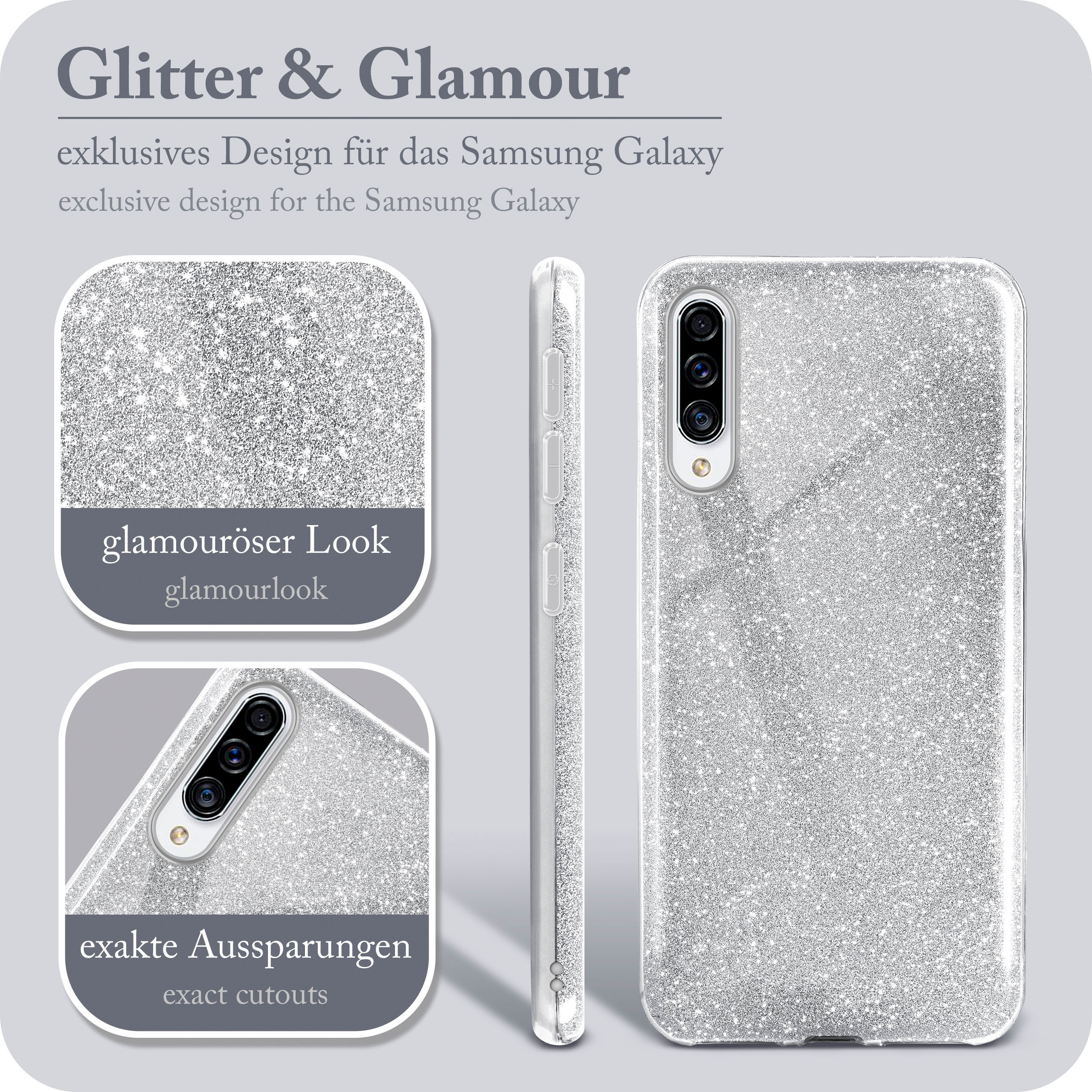 ONEFLOW Glitter Sparkle A30s, A50 / - Samsung, Galaxy Silver Backcover, Case