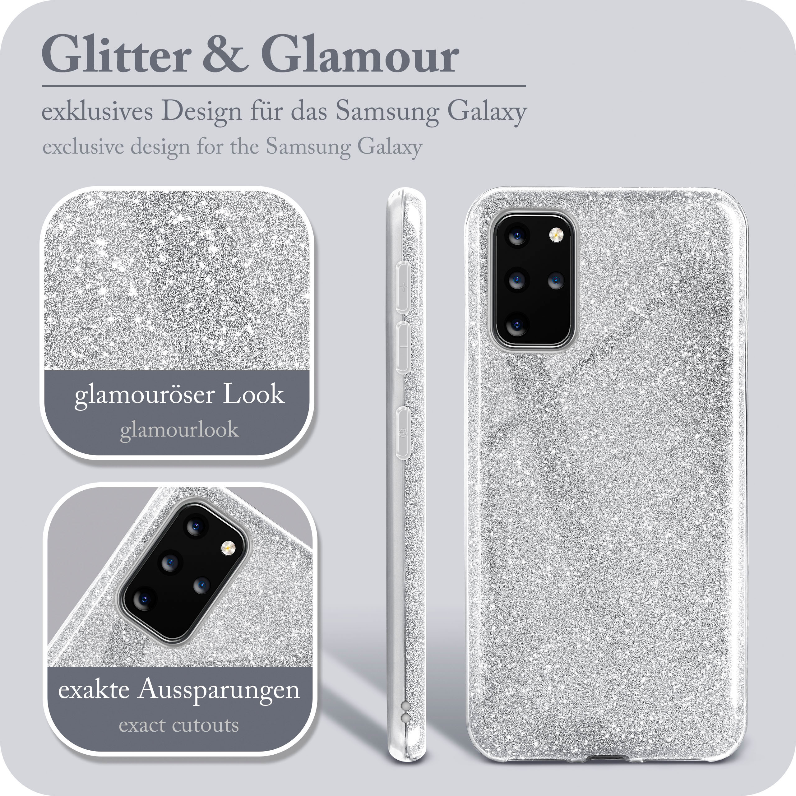 Sparkle Samsung, Galaxy S20 Backcover, ONEFLOW - / 5G, Plus Silver Case, Glitter