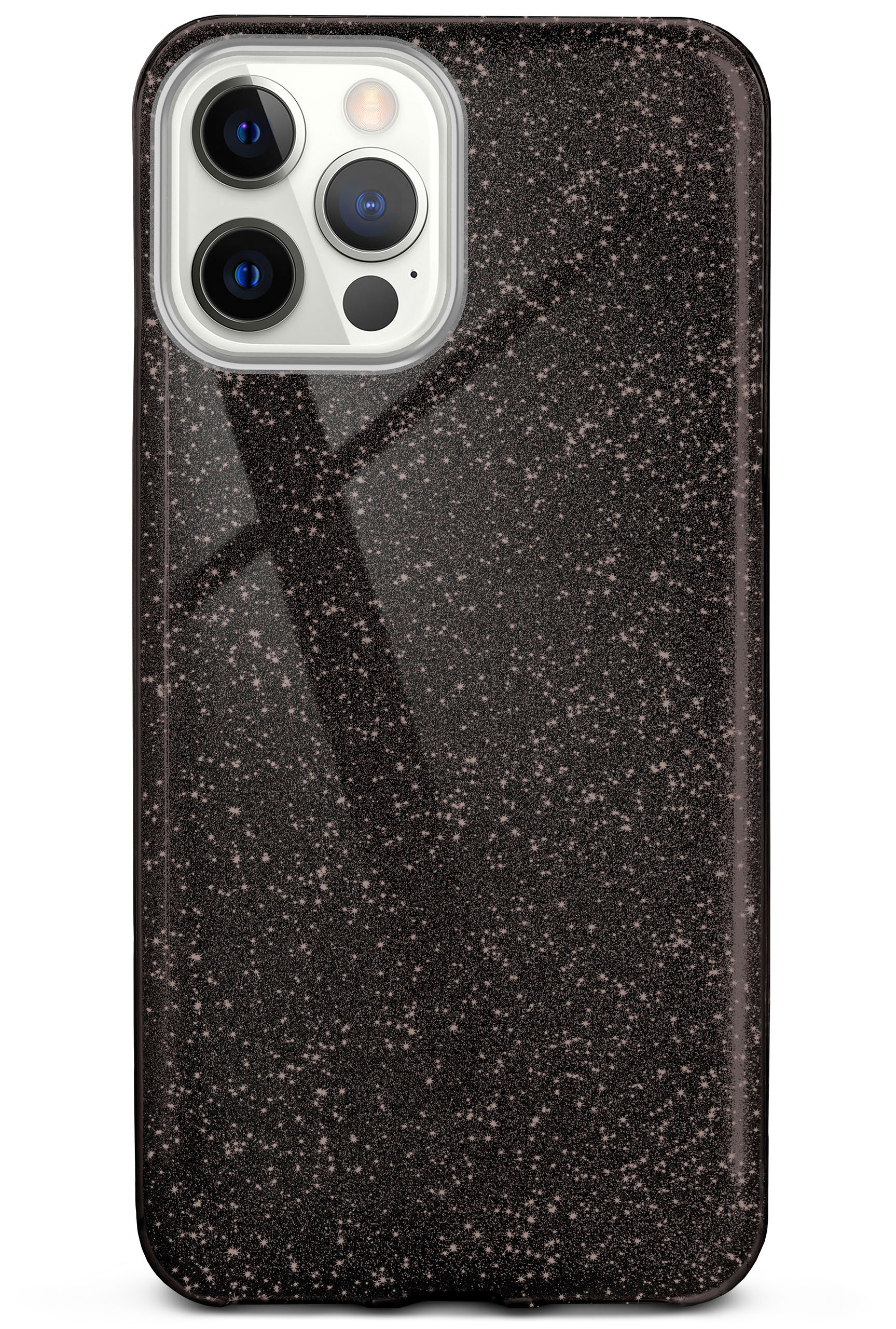 Case, 12 Glamour - Apple, Backcover, Black iPhone Pro Max, Glitter ONEFLOW