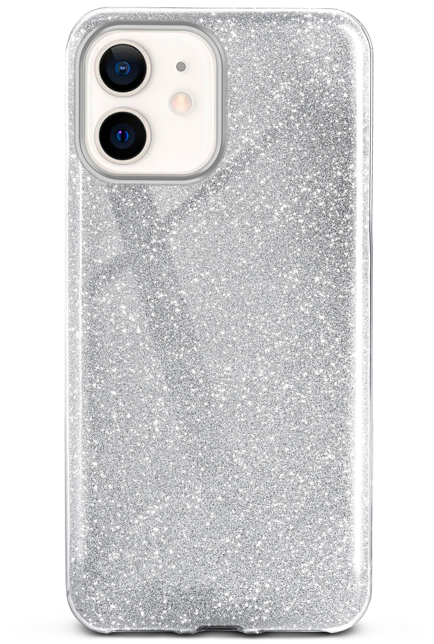 ONEFLOW Glitter Case, mini, Sparkle iPhone 12 Backcover, - Apple, Silver