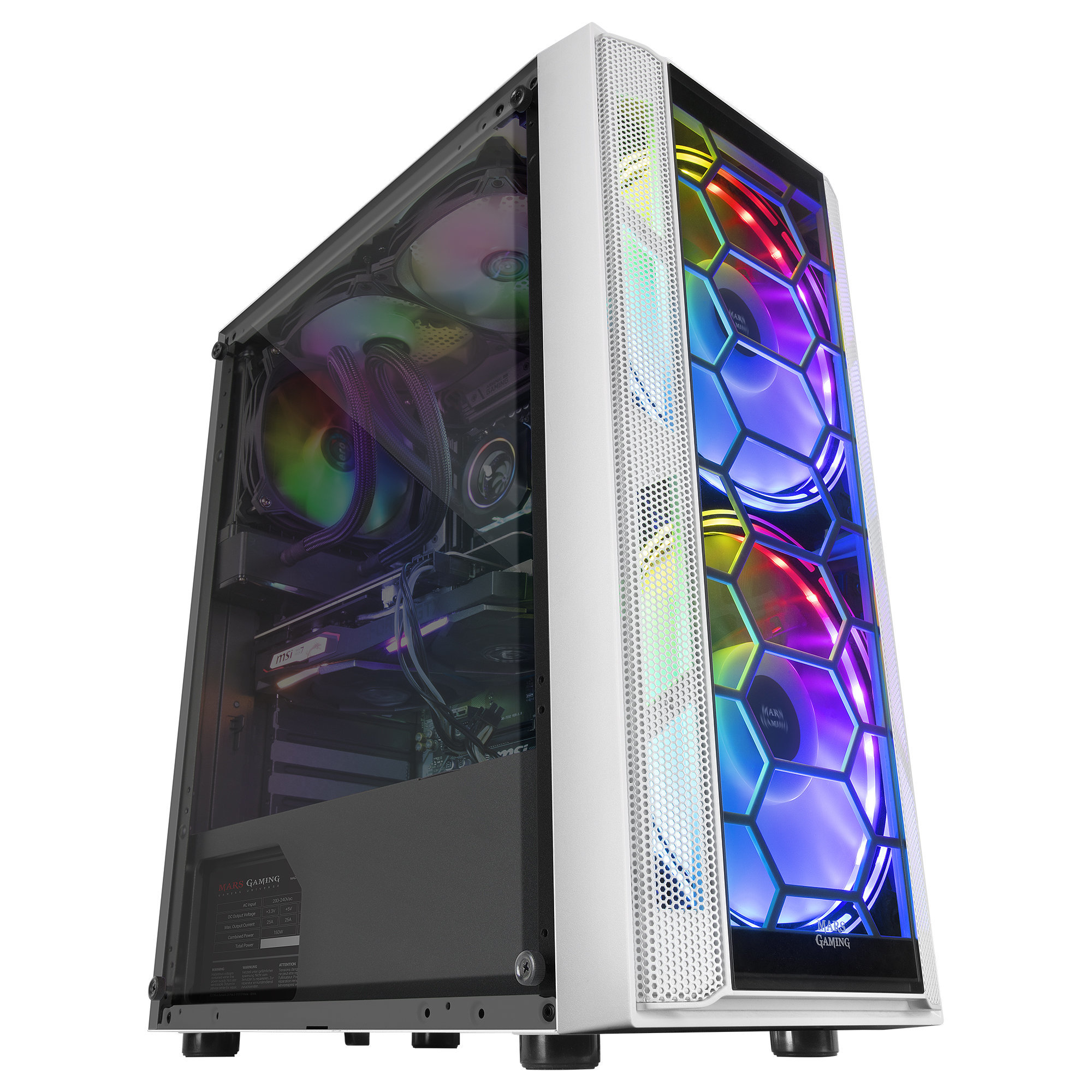 Gaming Mc500 Cristal templado usb 3.0 blanca marsgaming mc500w caja pc atx 2 ventiladores xxl frgb ventana+rejillas