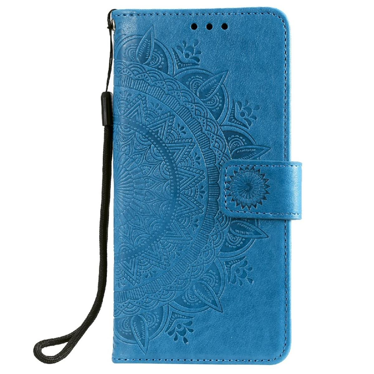 COVERKINGZ Klapphülle A03s, mit Blau Bookcover, Samsung, Mandala Galaxy Muster