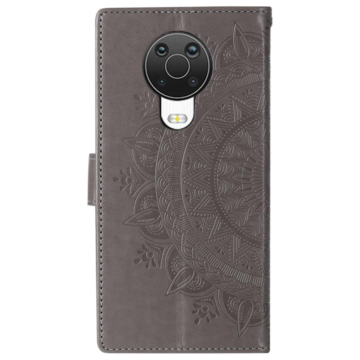 G10/G20, Bookcover, Muster, COVERKINGZ Klapphülle Grau Nokia, Mandala mit