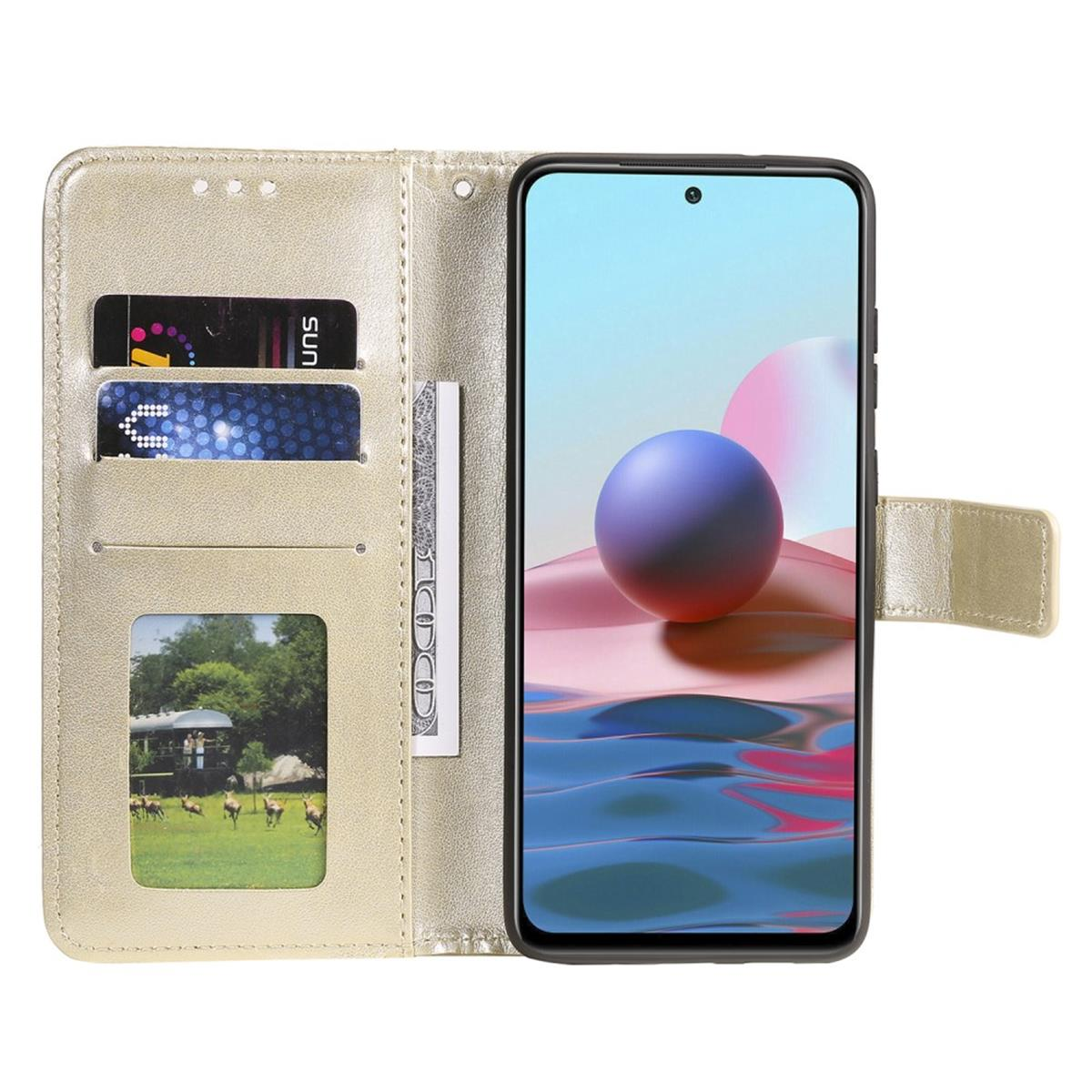 Note Muster, 10S, Klapphülle Bookcover, COVERKINGZ 10/Note mit Xiaomi, Mandala Redmi Gold