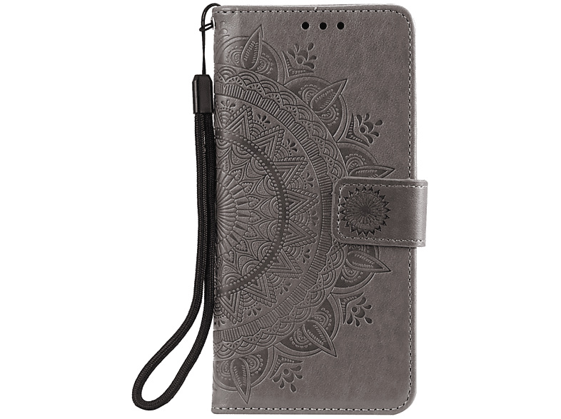 Mandala Bookcover, Muster, mit Klapphülle X10/X20, COVERKINGZ Nokia, Grau