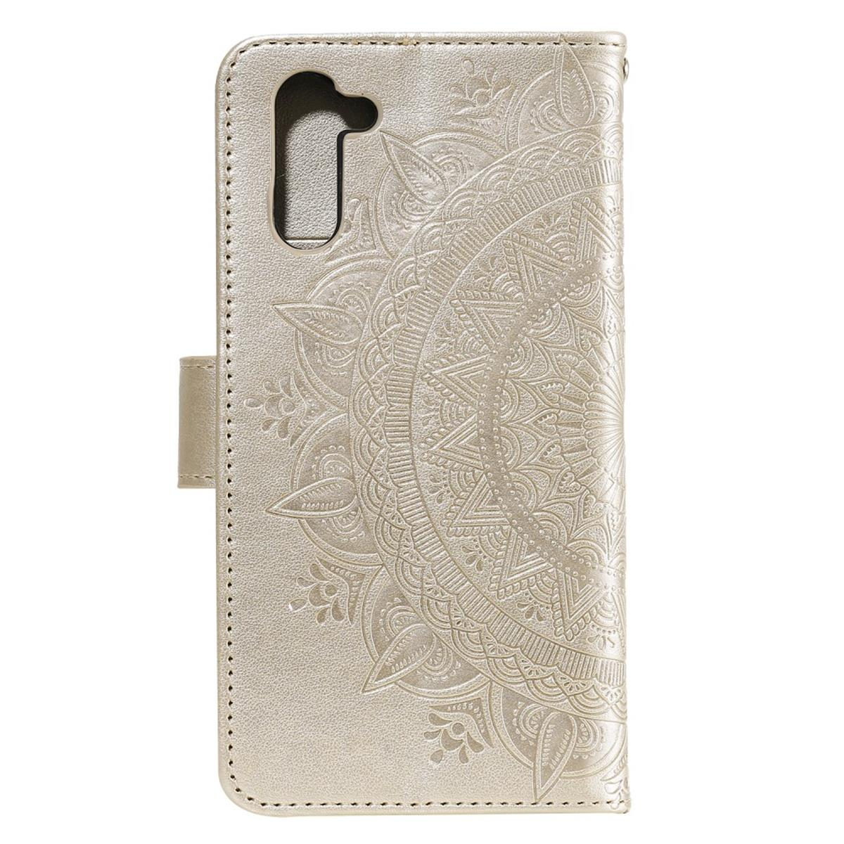 Muster, Gold mit Galaxy Samsung, Mandala Klapphülle Bookcover, COVERKINGZ Note10,
