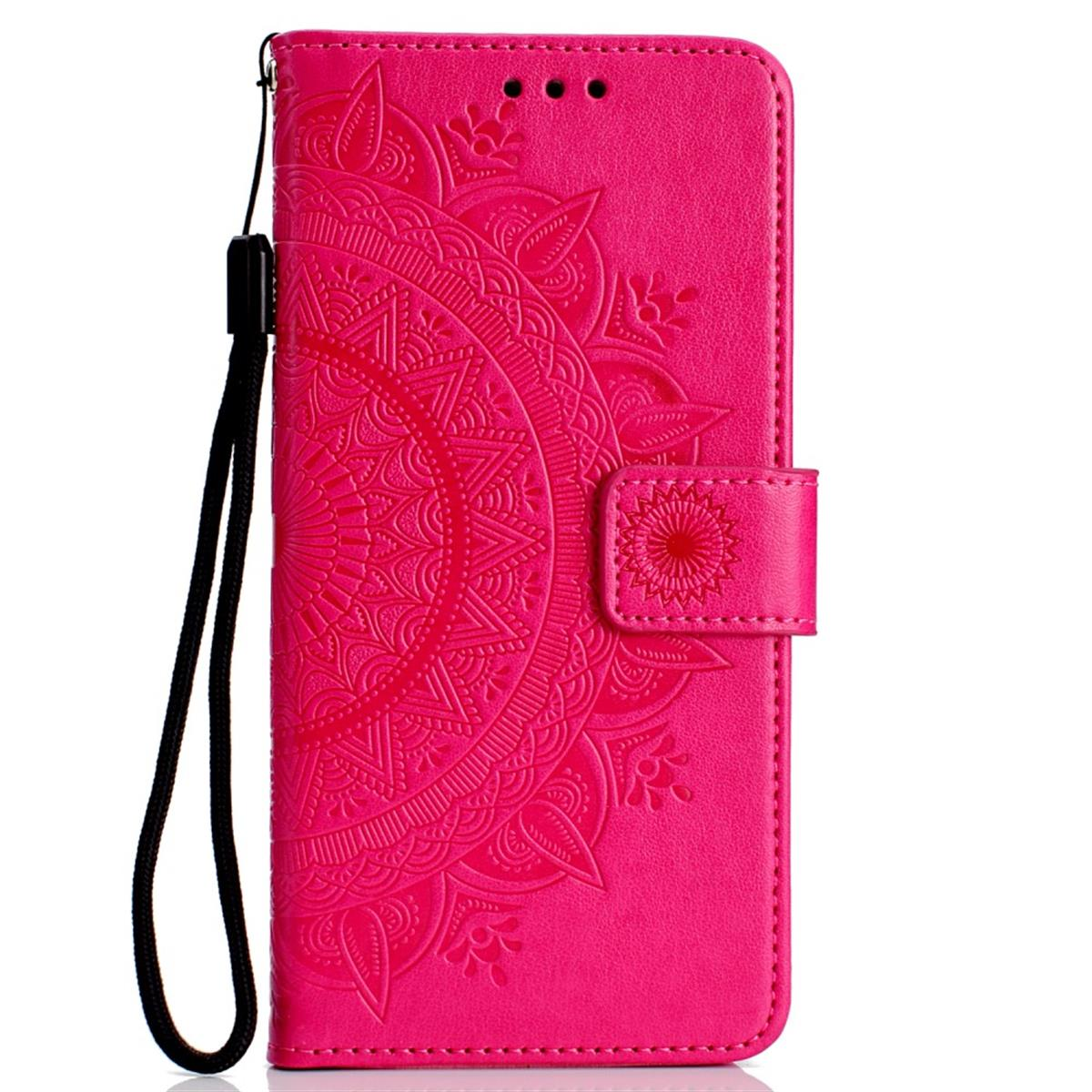 COVERKINGZ Klapphülle mit Mandala Muster, Pink 2018, Galaxy Bookcover, J4 Samsung