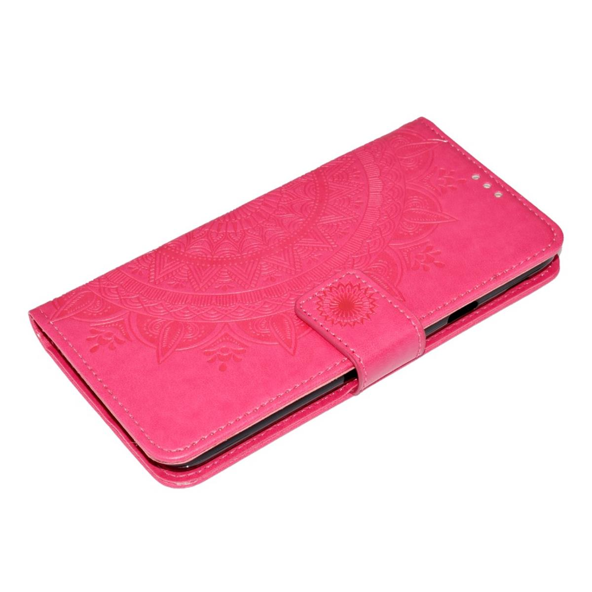 J4 mit COVERKINGZ Pink Mandala Muster, Klapphülle Samsung, 2018, Galaxy Bookcover,