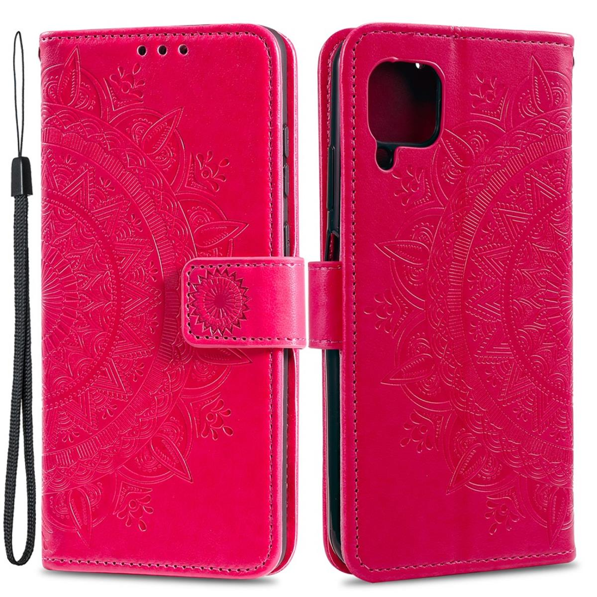 COVERKINGZ Klapphülle mit Mandala A22 Galaxy Muster, Pink Bookcover, Samsung, 4G