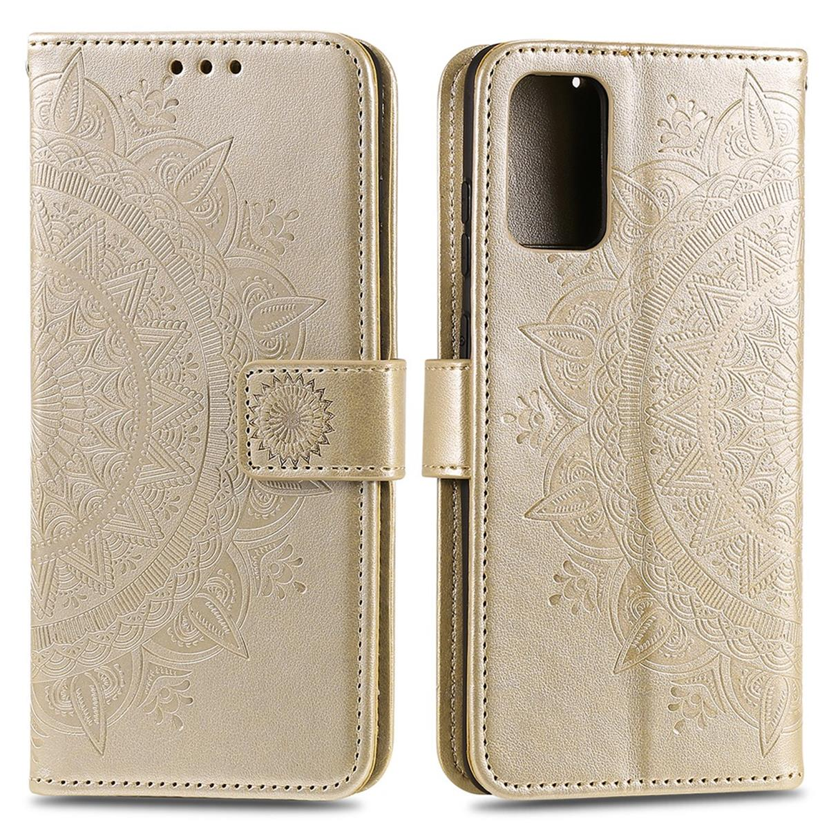 Mandala Gold Bookcover, mit Galaxy Plus, COVERKINGZ Muster, S20 Samsung, Klapphülle