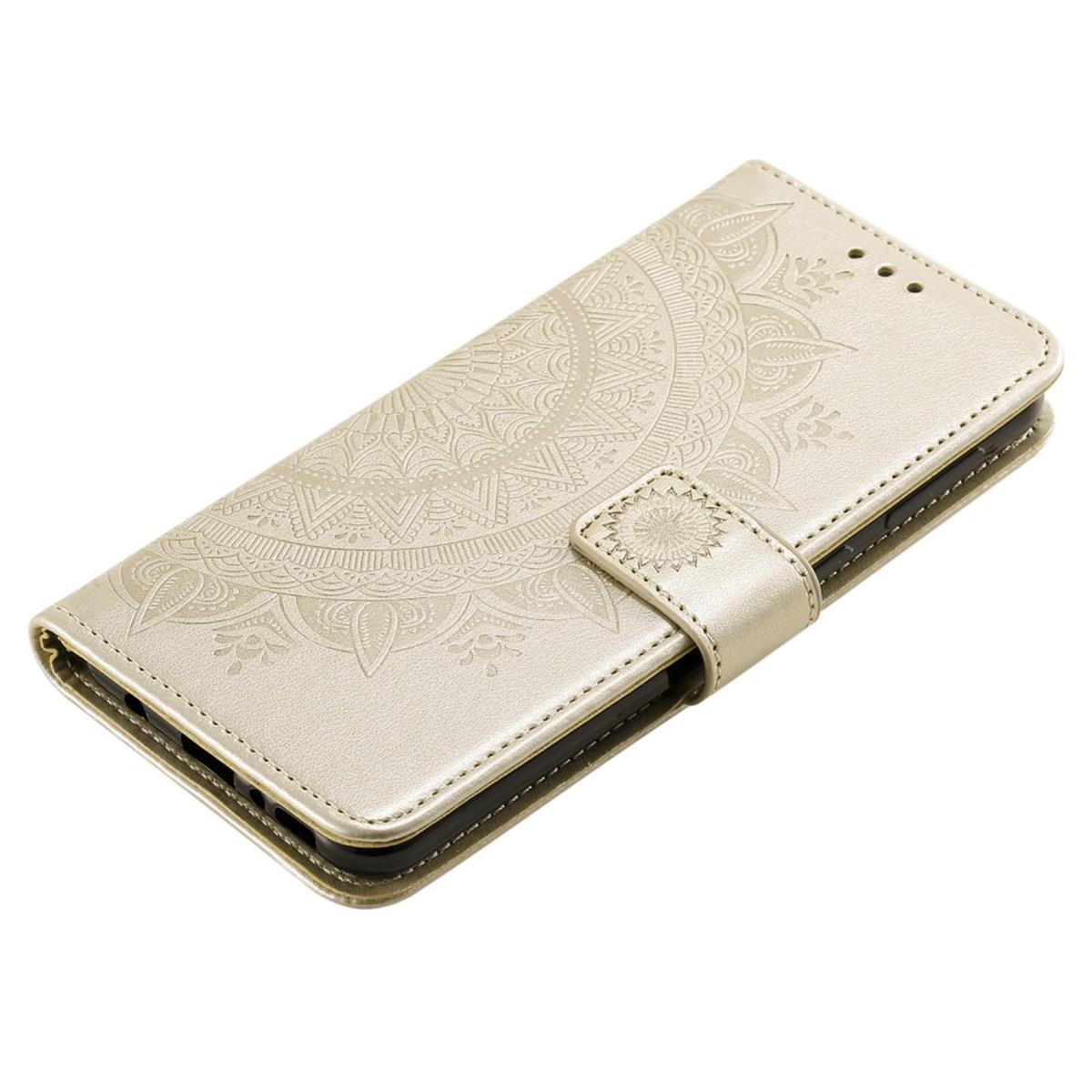Mandala Bookcover, Huawei, Klapphülle mit Gold COVERKINGZ Muster, P 2020, Smart