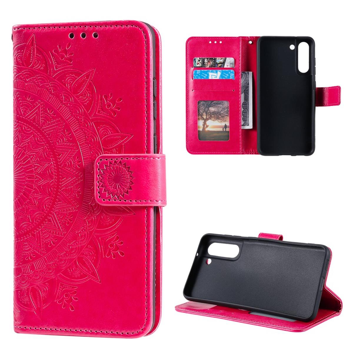 COVERKINGZ Klapphülle Samsung, Galaxy Pink S21 mit FE, Muster, Bookcover, Mandala