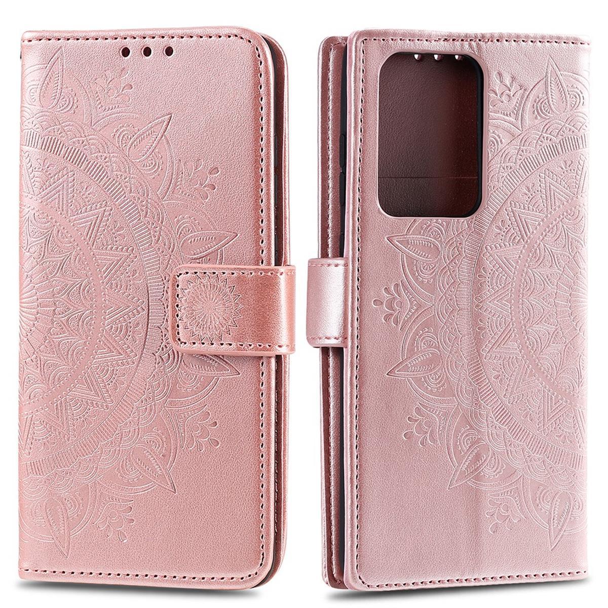 COVERKINGZ Klapphülle Galaxy Samsung, Ultra, Mandala Roségold Muster, Bookcover, mit S20