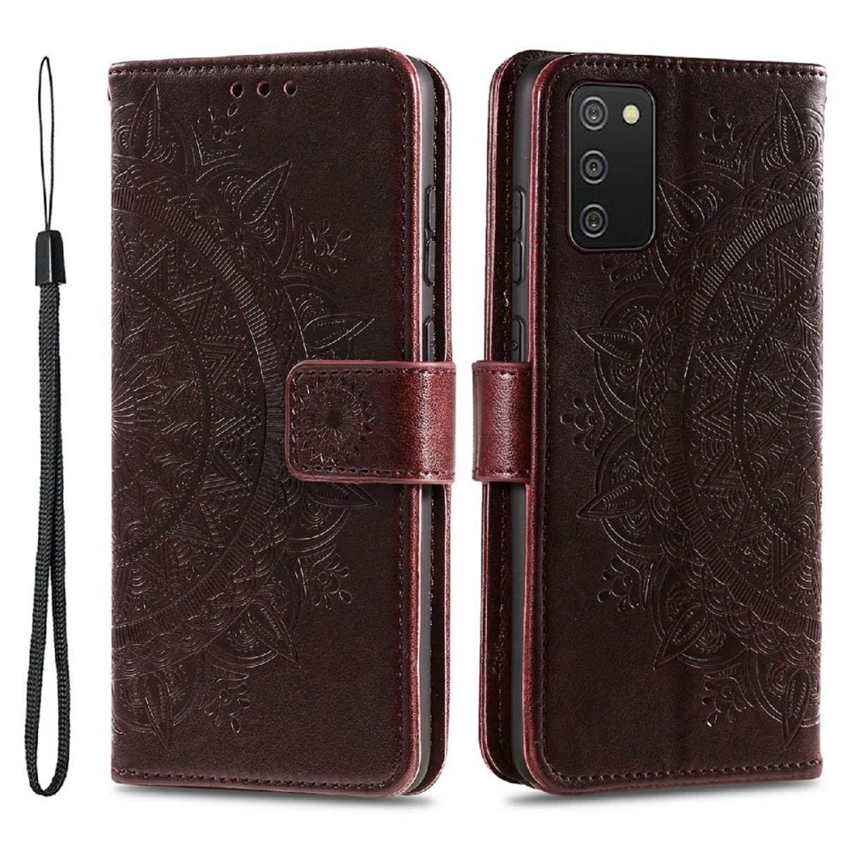 COVERKINGZ Klapphülle mit Mandala Muster, A03s, Galaxy Braun Bookcover, Samsung