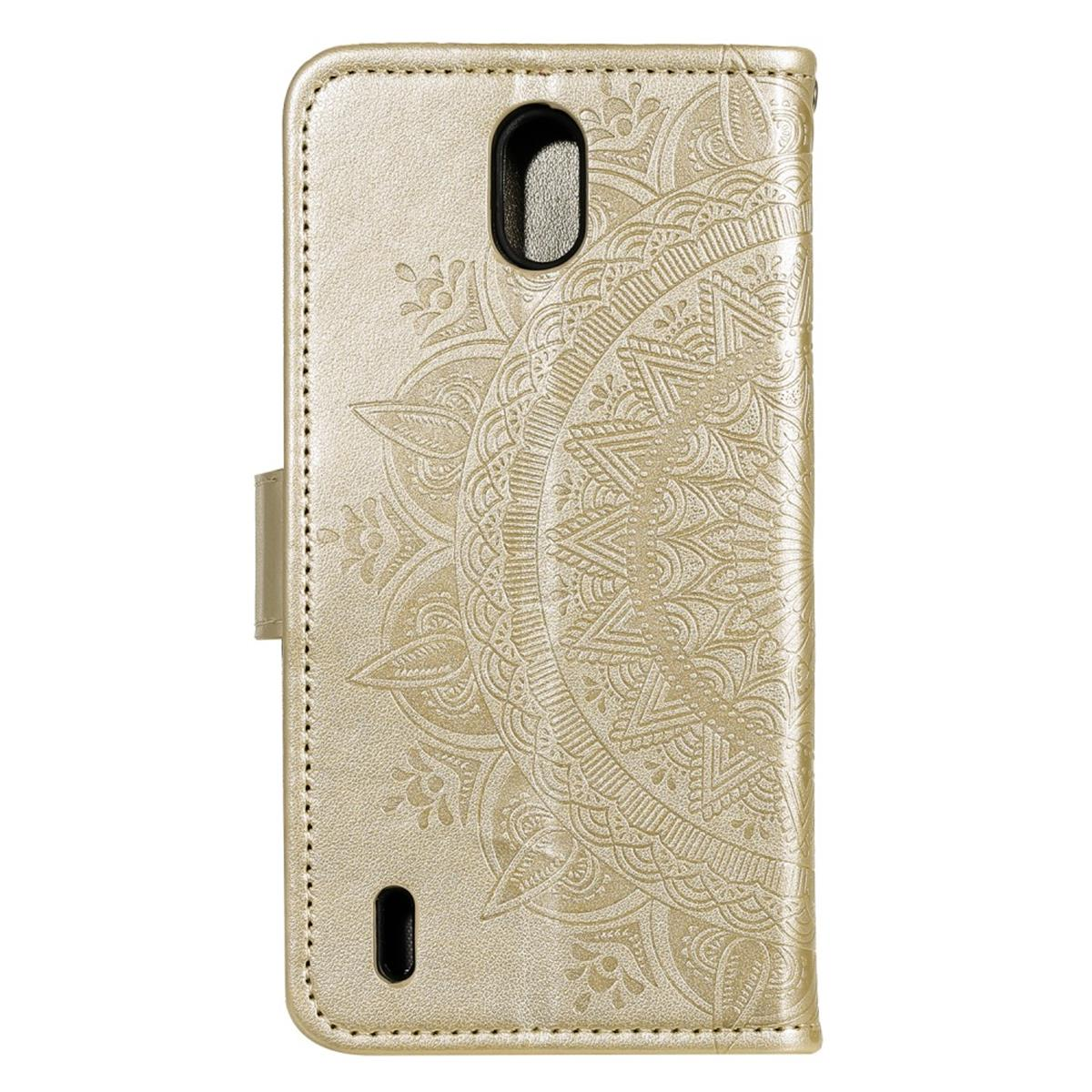 Nokia, 1.3, Bookcover, COVERKINGZ Muster, Mandala mit Gold Klapphülle