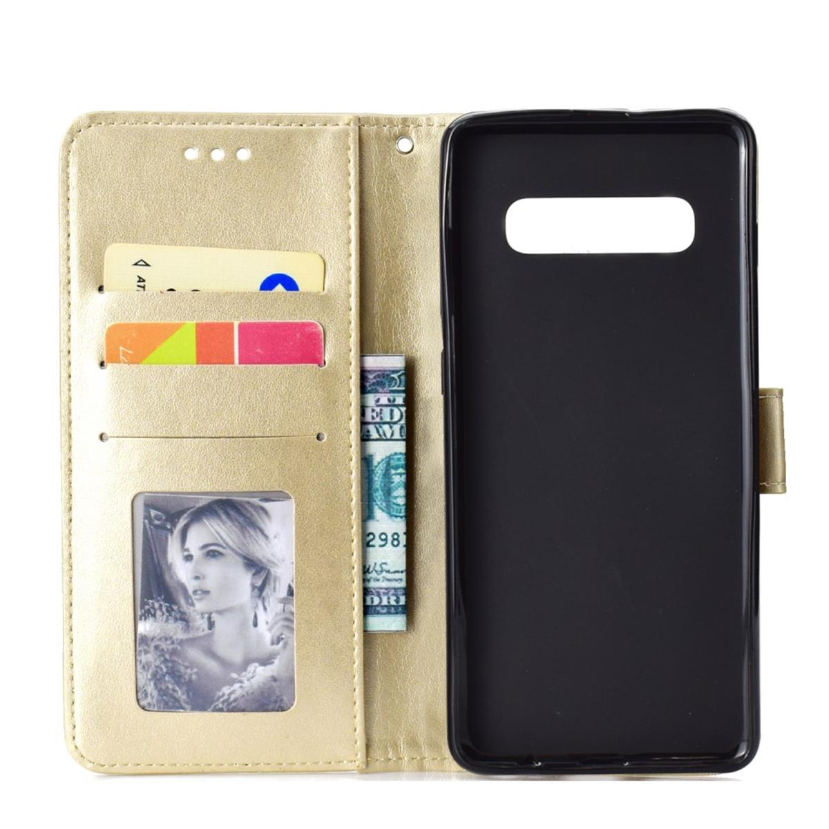 Klapphülle mit Bookcover, Samsung, Gold Mandala COVERKINGZ Muster, [Plus], S10+ Galaxy