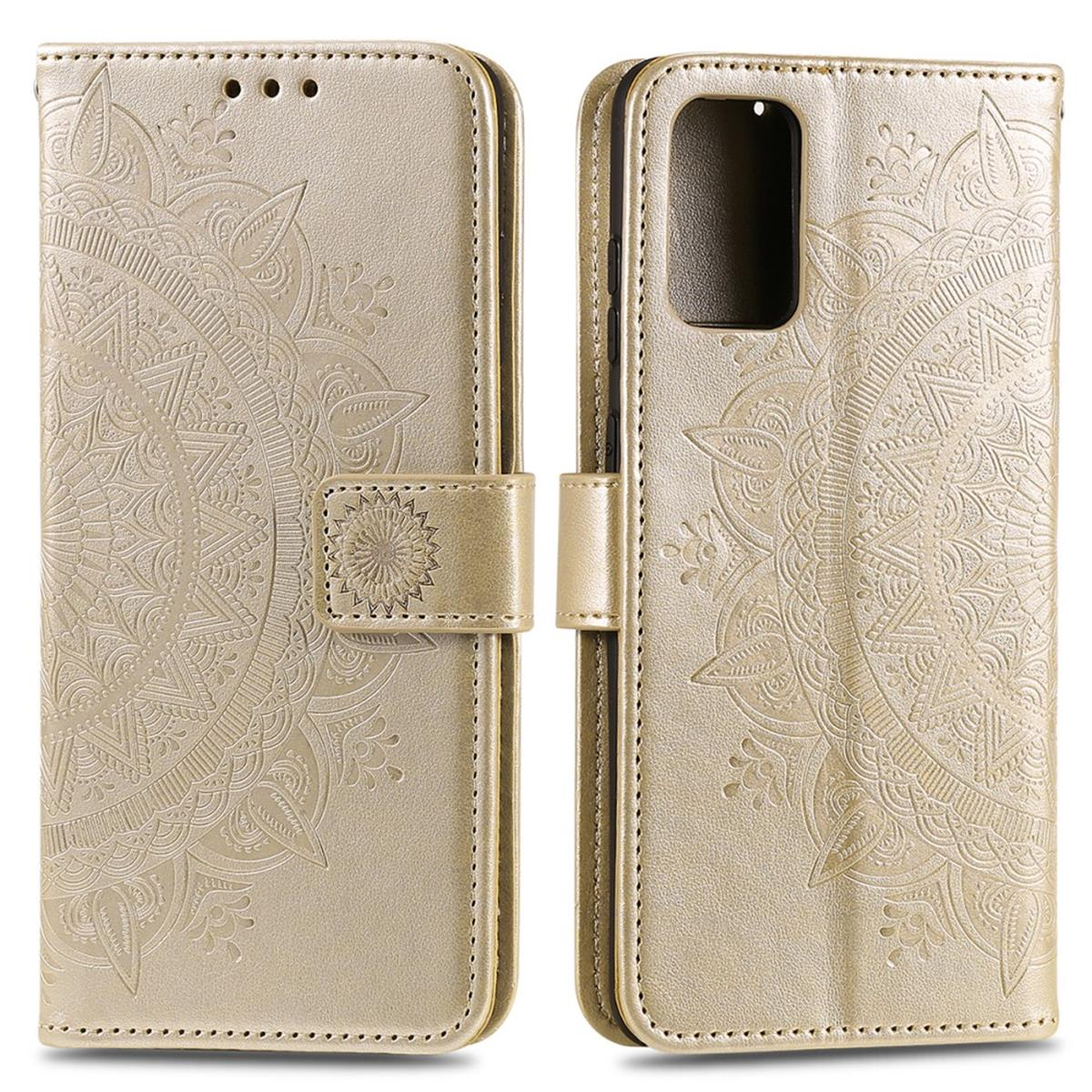 COVERKINGZ Klapphülle mit Mandala Muster, Samsung, Bookcover, S20, Gold Galaxy