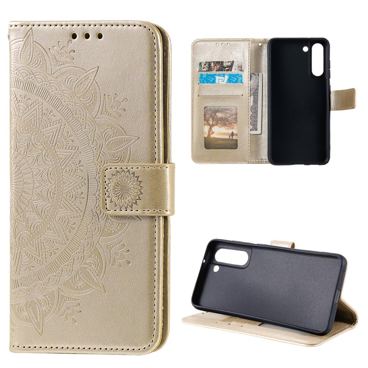COVERKINGZ Klapphülle mit Mandala Gold S21 Bookcover, Galaxy Samsung, Muster, FE