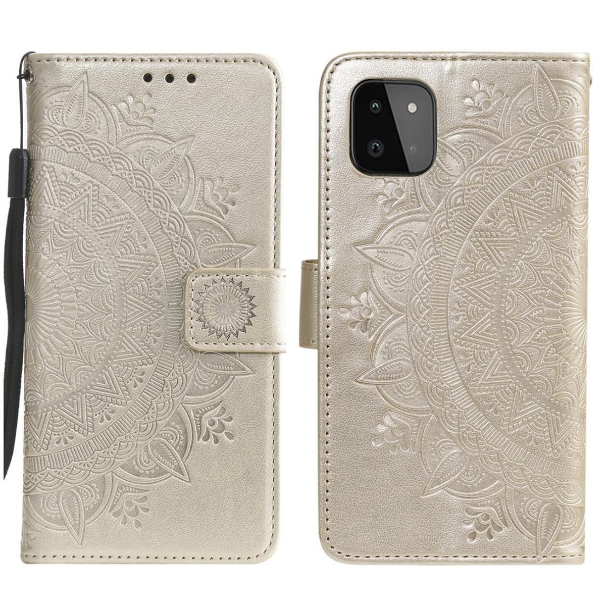 Muster, A22 COVERKINGZ Samsung, Klapphülle Bookcover, Galaxy Gold mit 5G, Mandala