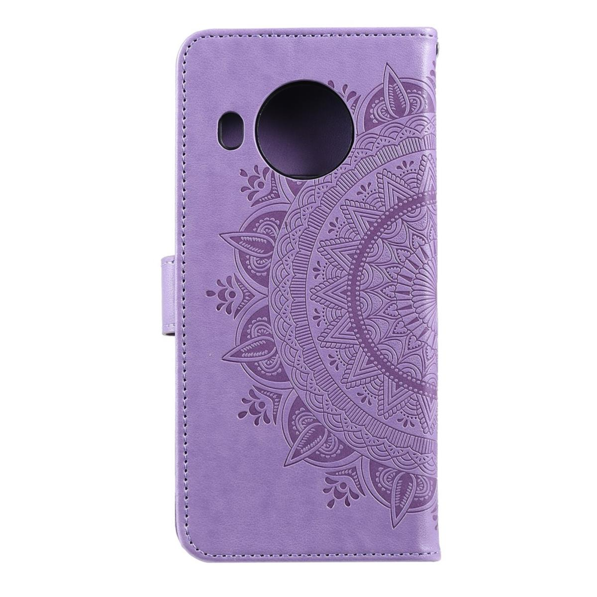 Bookcover, Nokia, COVERKINGZ X10/X20, Lila Muster, Mandala mit Klapphülle