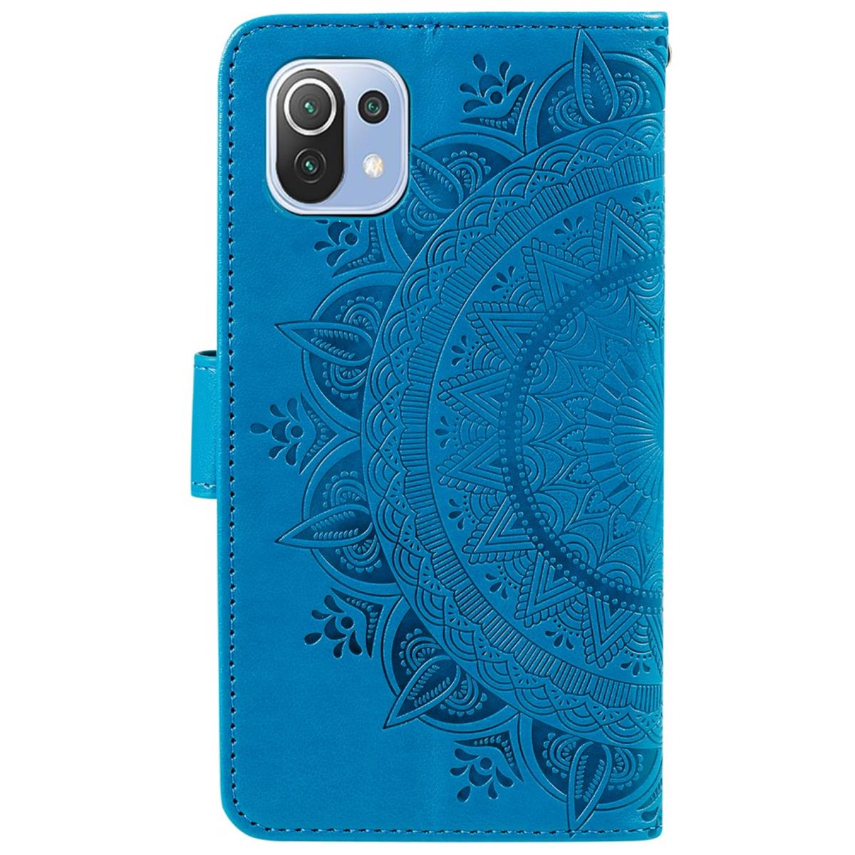 COVERKINGZ Klapphülle mit Mandala Lite 11 / NE Xiaomi, 5G, Bookcover, Mi 11 5G Lite Muster, Blau