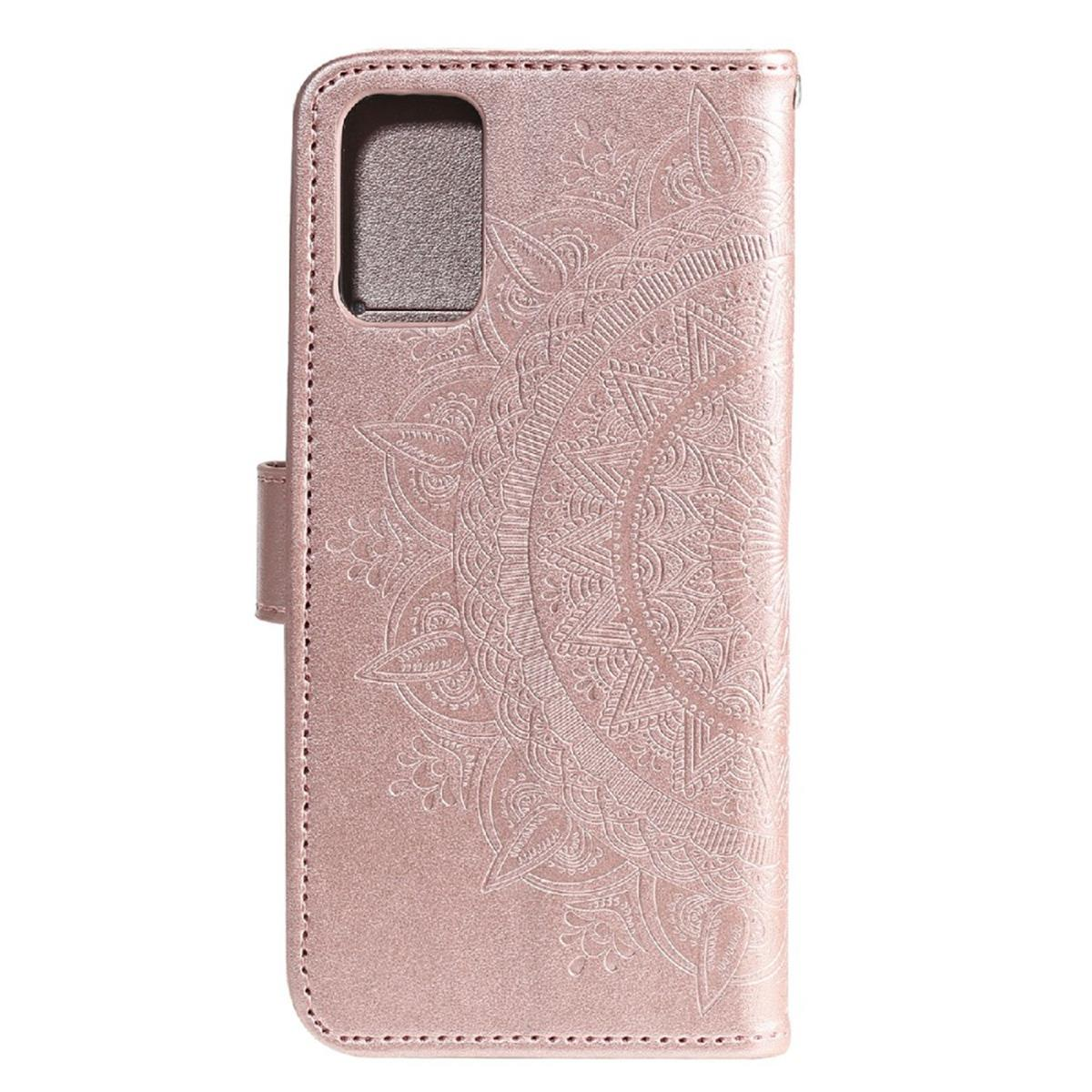 COVERKINGZ Klapphülle mit Muster, A03s, Mandala Rosegold Galaxy Samsung, Bookcover