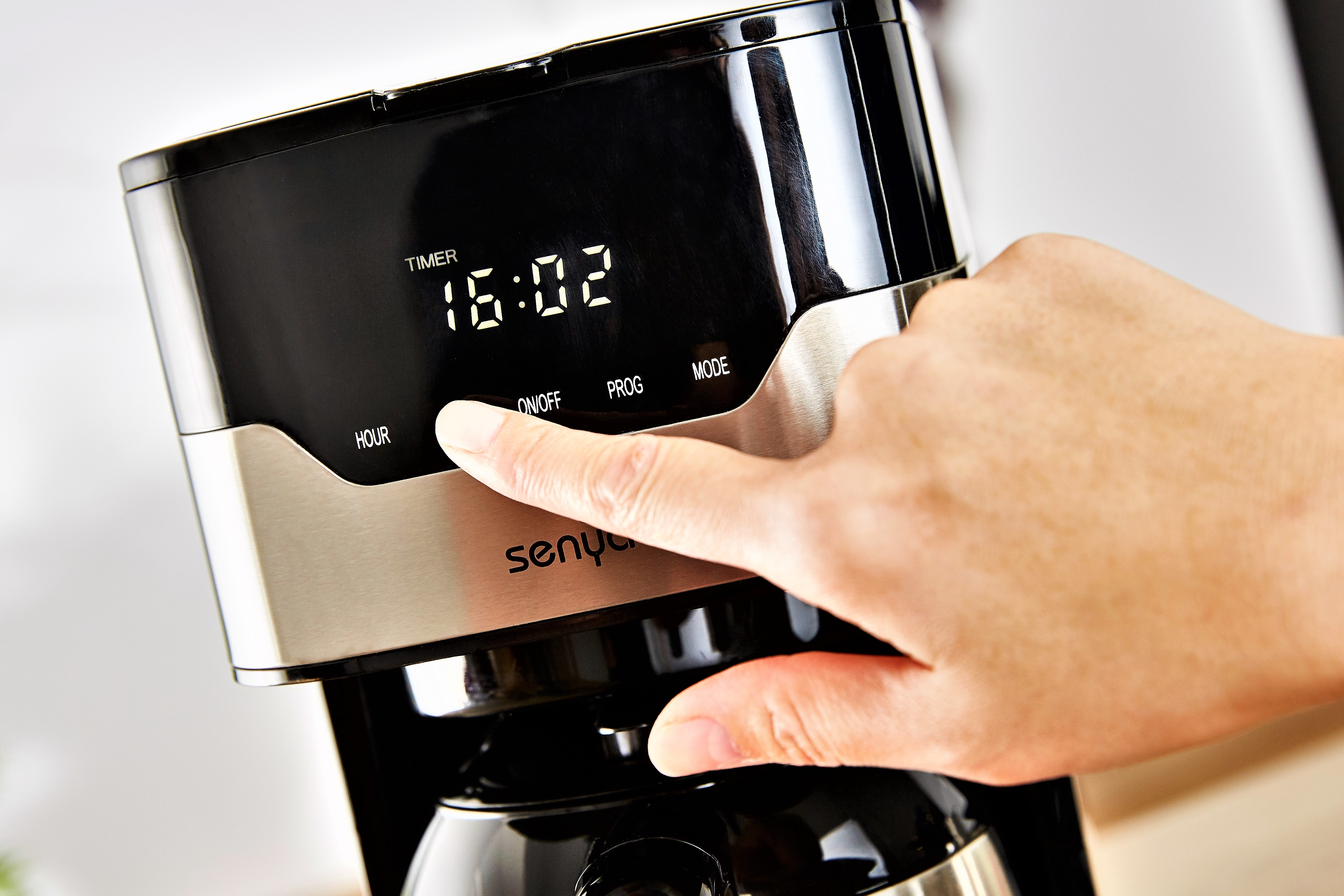 Kaffeemaschine SENYA Smart Edelstahl Coﬀee und Schwarz