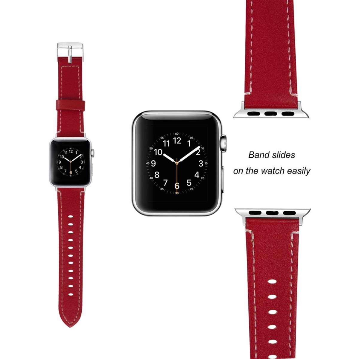Watch Apple, mit Lederarmband Retro Ultra/8/7/6/SE/5/4/3/2/1, Rot Smartband, COVERKINGZ Dornschließe, Apple