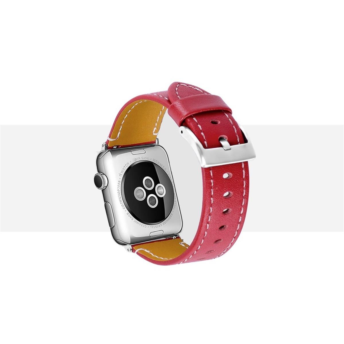 Apple mit Smartband, Ultra/8/7/6/SE/5/4/3/2/1, Retro COVERKINGZ Apple, Rot Lederarmband Watch Dornschließe,