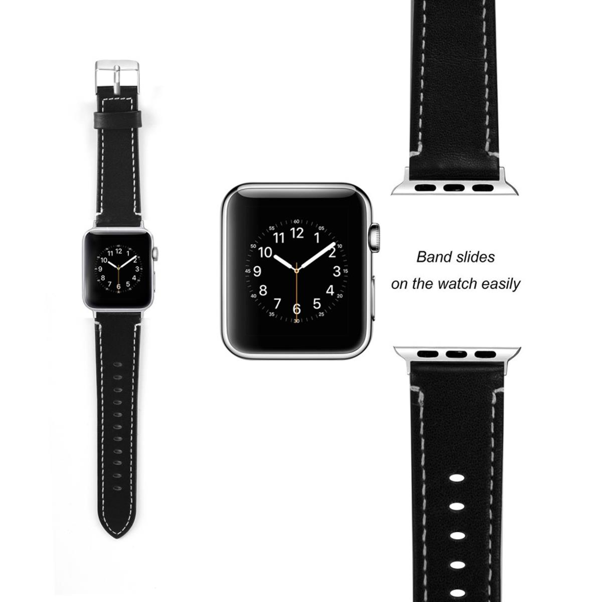 Apple, COVERKINGZ Schwarz Lederarmband Dornschließe, Smartband, Apple Ultra/8/7/6/SE/5/4/3/2/1, Watch Retro mit