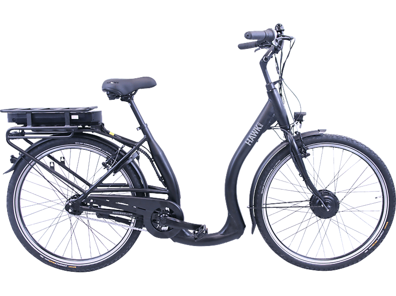 HAWK eCity Comfort Citybike (Laufradgröße: 26 Zoll, Unisex-Rad, 468, schwarz)