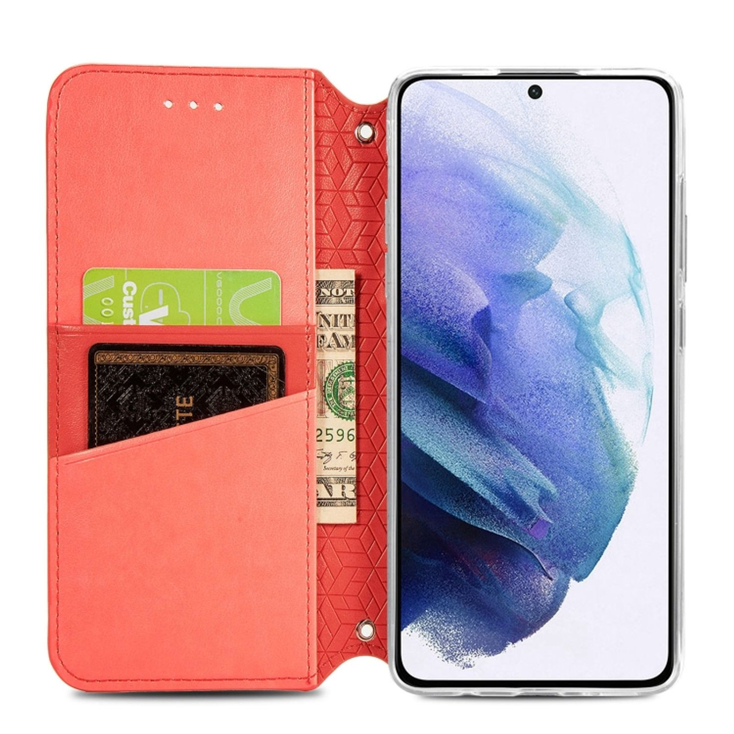 KÖNIG DESIGN Book Case, Bookcover, S22 Plus Galaxy Samsung, 5G, Rot