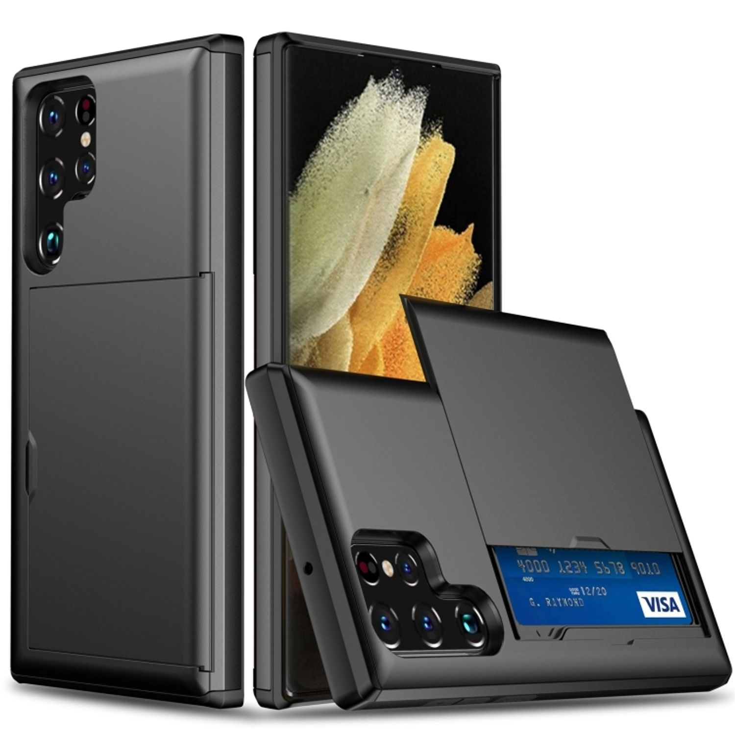 Case, S22 Ultra Backcover, Samsung, Schwarz KÖNIG DESIGN 5G, Galaxy