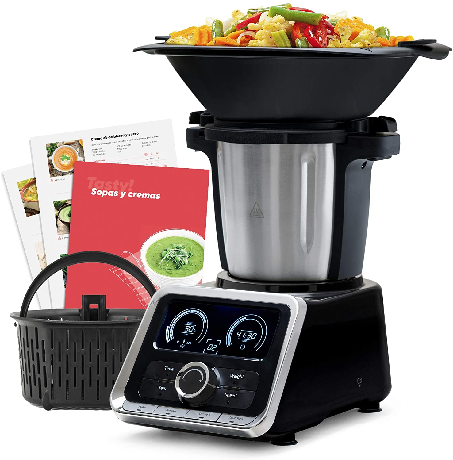 Robot Cocina Tasty mellerware negro 500 w 13 de 1000w capacidad 3.5l temperatura hasta 120ºc temporizador 12 velocidades turbo pulse +200