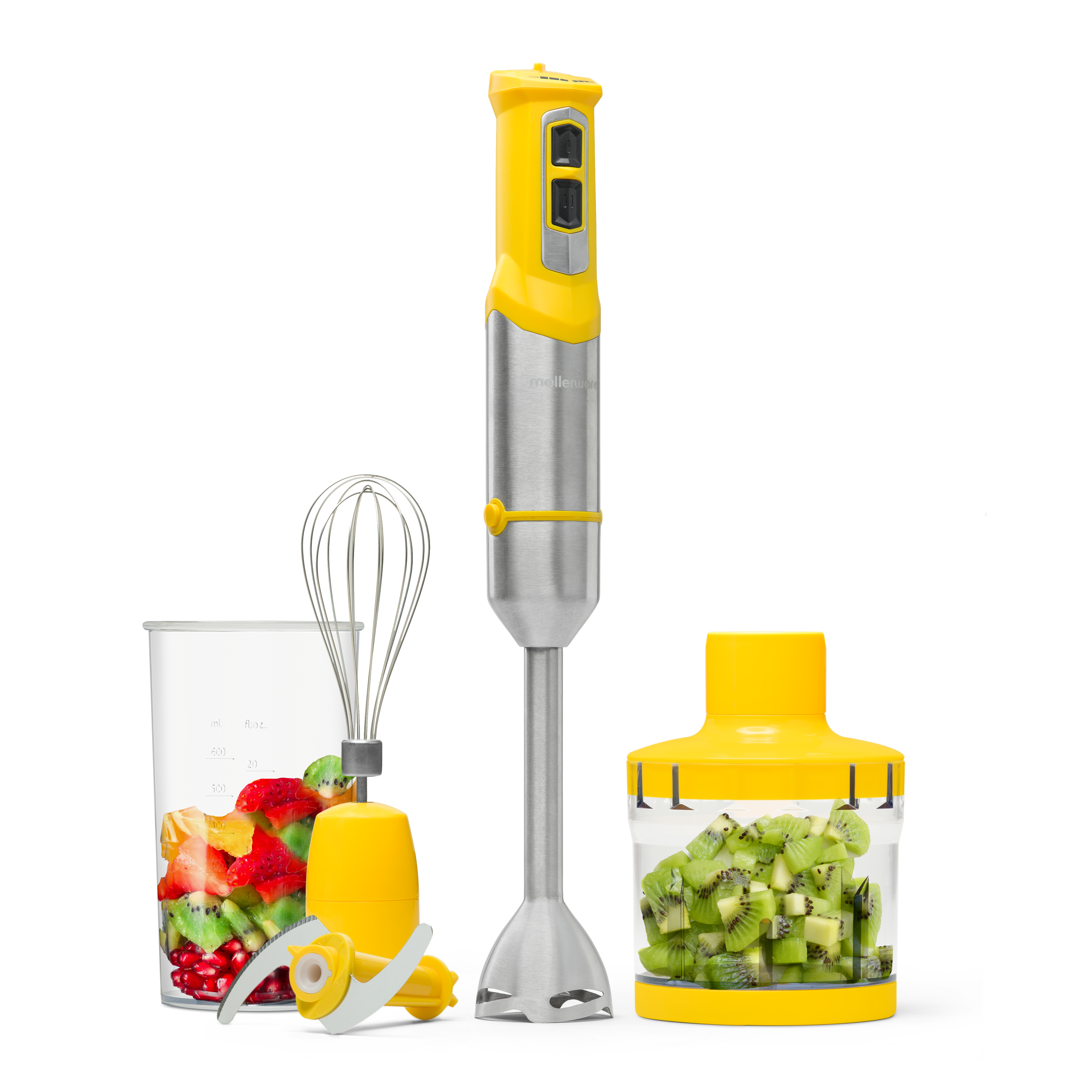 Batidora de mano - Spiro! MELLERWARE, 1000 W, 600 ml, Amarillo