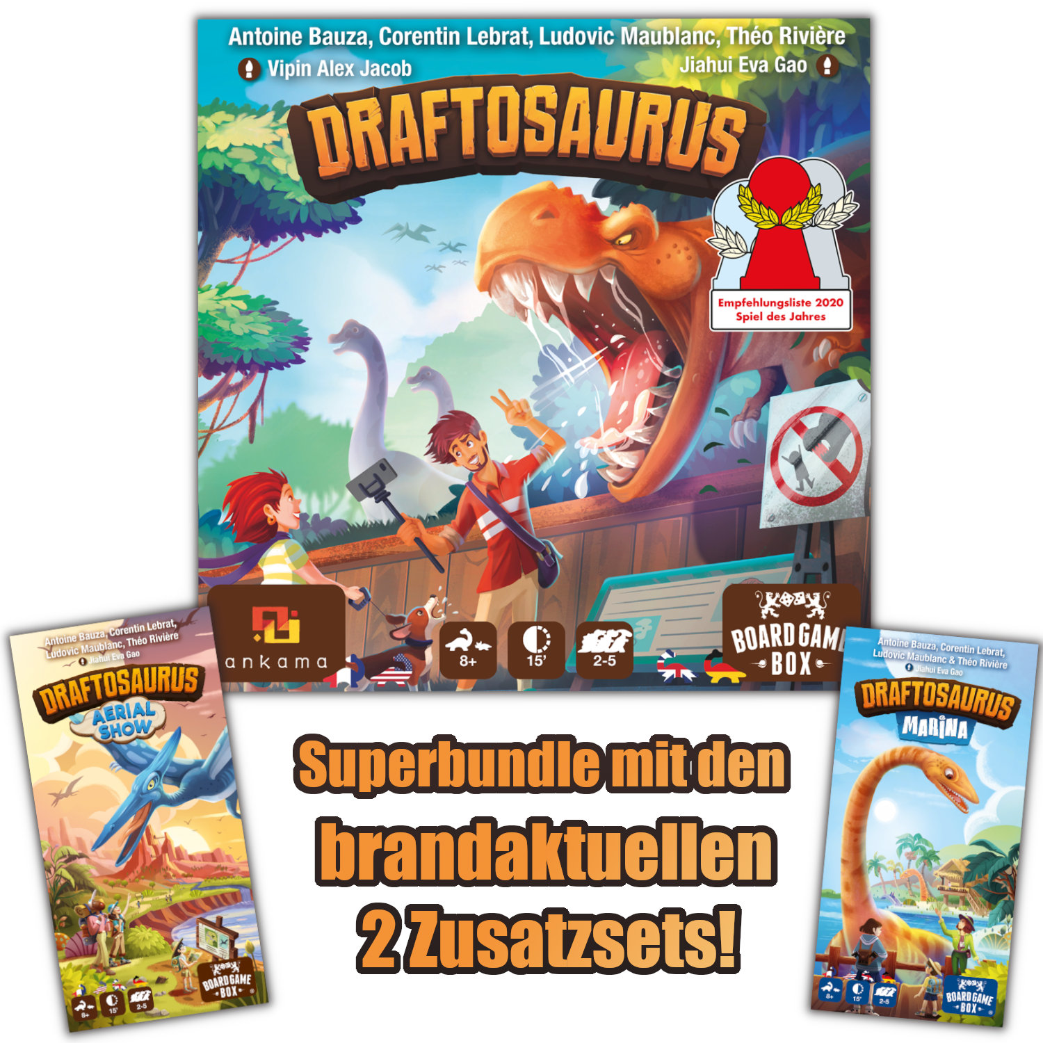 + 2 - Board Game Box Draftosaurus Erweiterungen