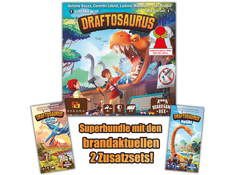 + 2 - Board Game Box Draftosaurus Erweiterungen