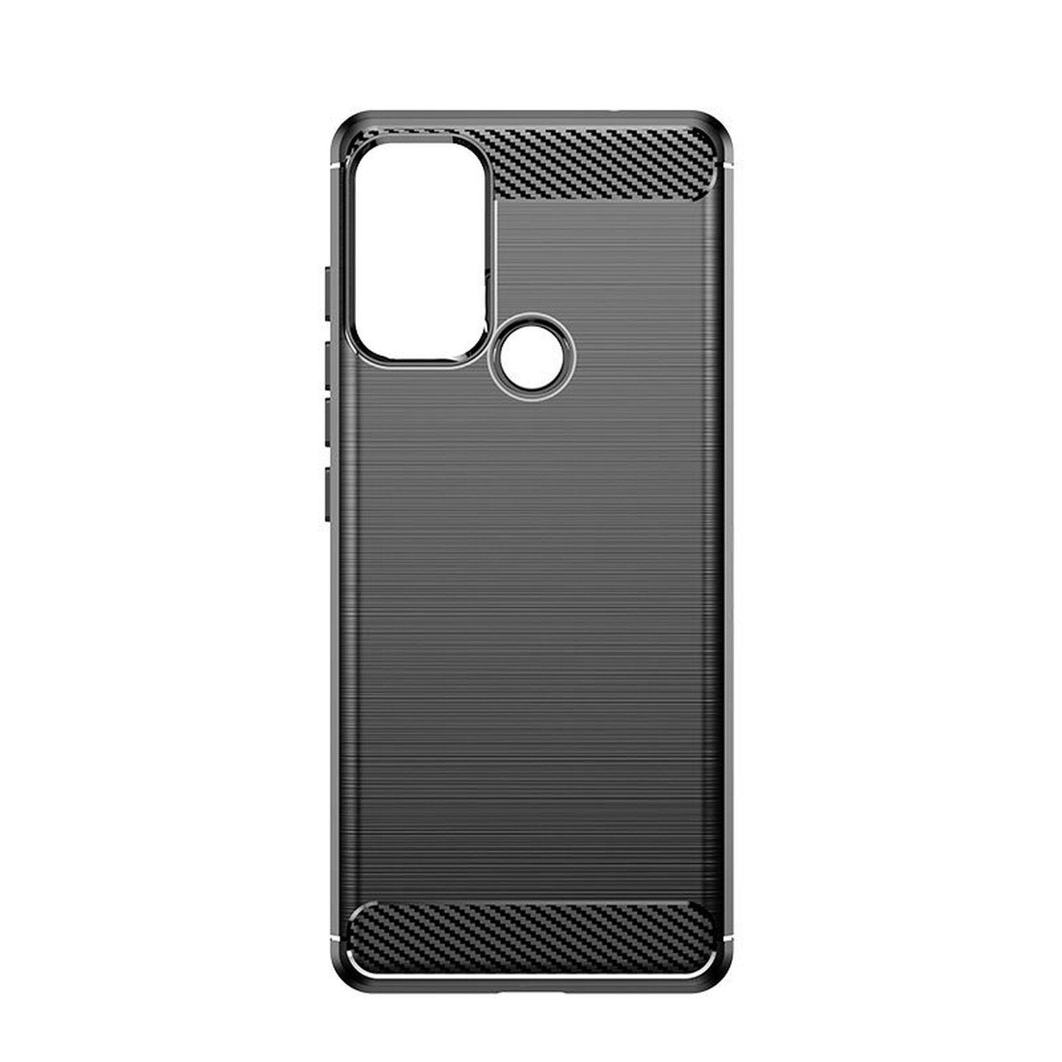 Eine schwarze Handyhülle mit strukturiertem Design und Kamerahole.