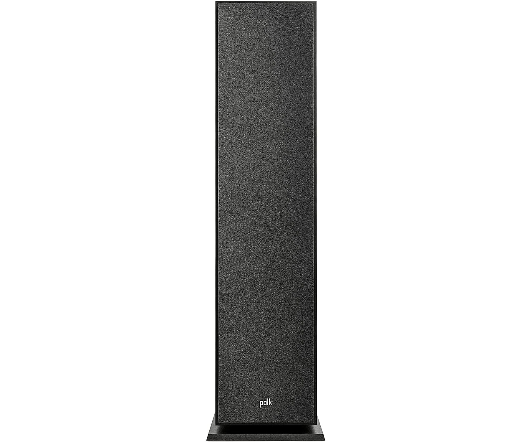 Altavoz negro. El altavoz está de pie. El fondo es blanco.