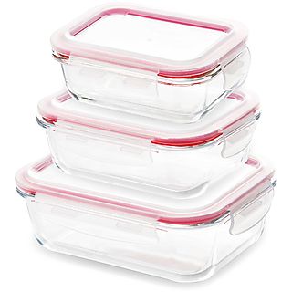 Set de 3Pc Hermeticos Rectangular Borosilicato Walking Anywhere - BERGNER BG-20252-RD, 370ml.640ml.1.05 l, Vidrio de borosilicato, Transparente