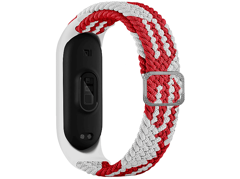 COFI Strap Stoff, Smartband, Xiaomi, Mi Band 6 / 5 / 4 / 3, Weiß-Rot |  MediaMarkt
