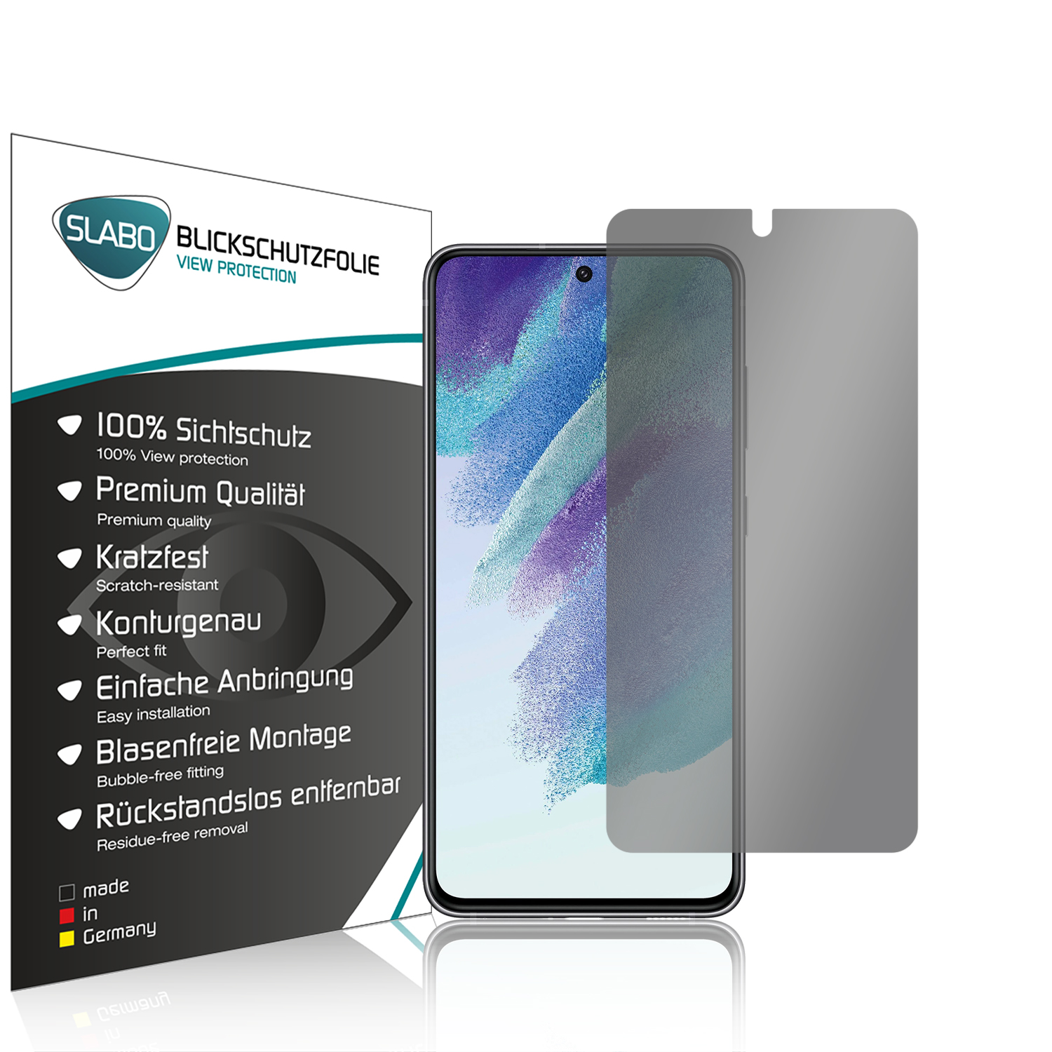 SLABO Blickschutzfolie View Protection Schwarz FE 5G) Samsung Galaxy S21 Displayschutz(für 360°