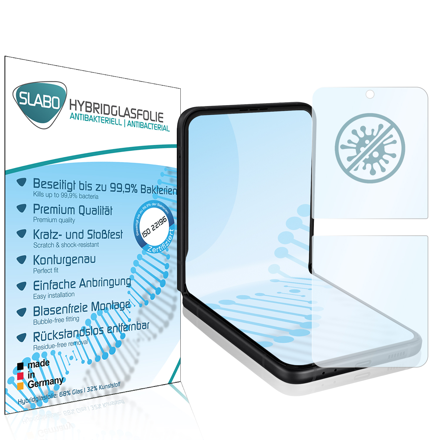 SLABO antibakterielle flexible Hybridglasfolie Galaxy Z 5G) Samsung Flip3 Displayschutz(für