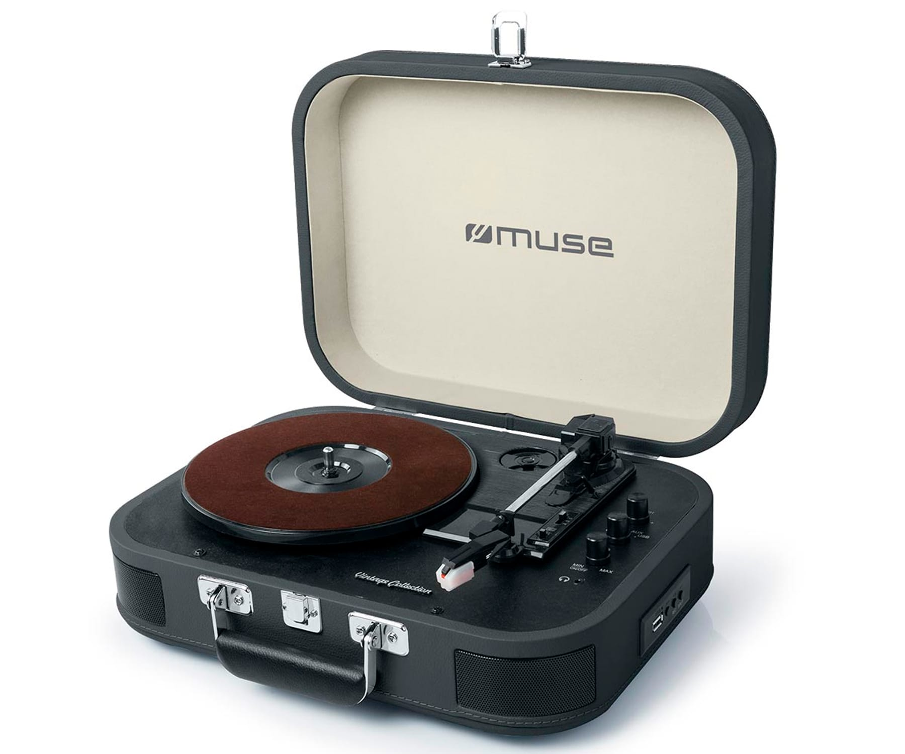 Tocadiscos - MT-201 DG Dark grey MUSE, Conexiones Bluetooth, USB, RCA y jack 3.5mm, Dark grey