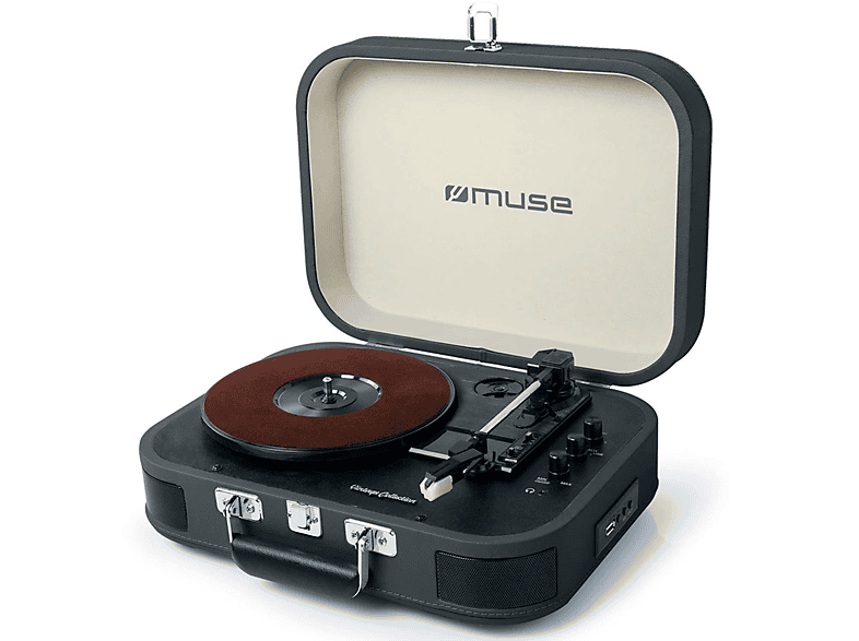 Tocadiscos - MUSE MT-201 DG Dark Grey / Tocadiscos con altavoces MUSE,  Conexiones Bluetooth, USB, RCA y jack 3.5mm, Dark grey