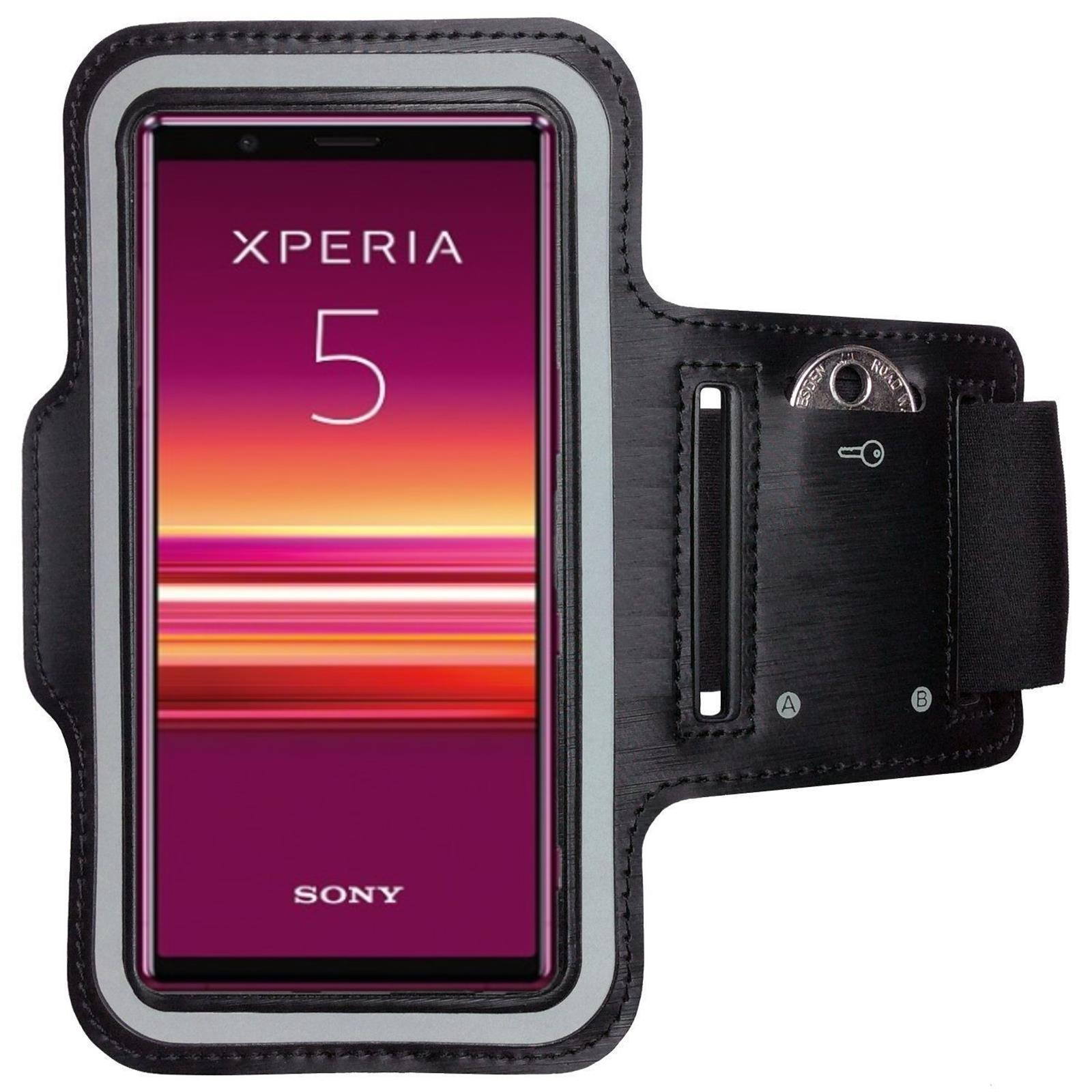 Schwarze Armbinde mit Telefon, das eine farbenfrohe Anzeige zeigt.